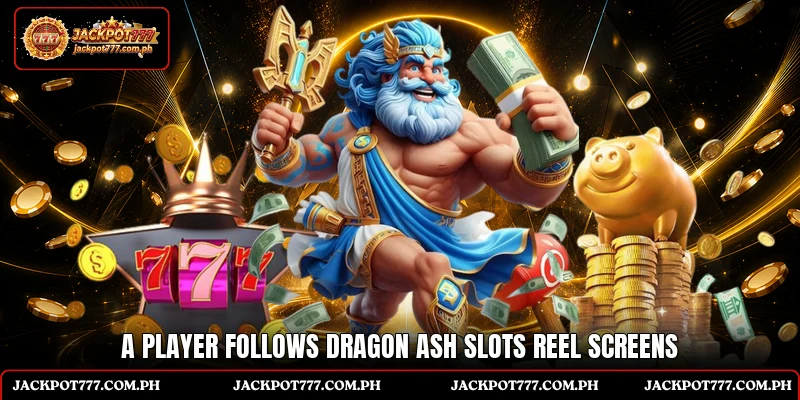 A player follows Dragon Ash Slots reel screens