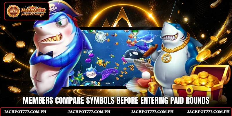 Members compare symbols before entering paid rounds