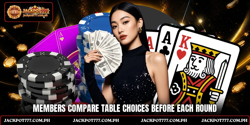 Members compare table choices before each round