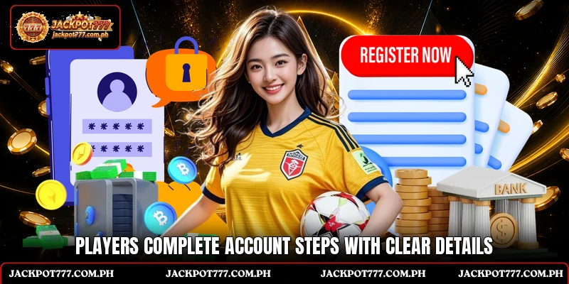 Players complete account steps with clear details