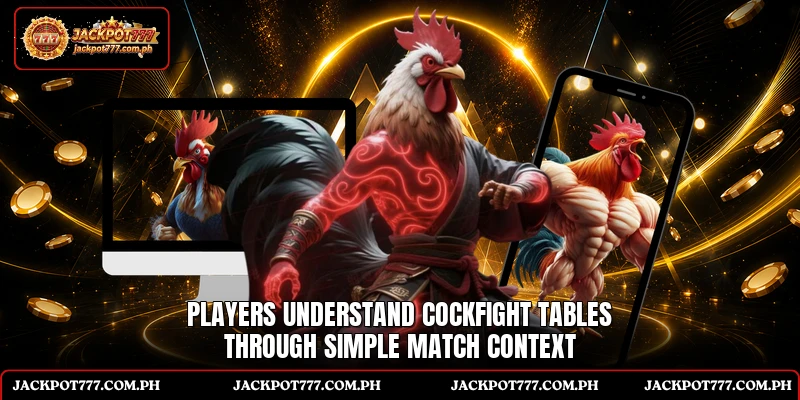 Players understand cockfight tables through simple match context