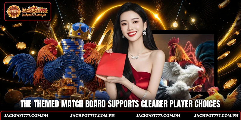The themed match board supports clearer player choices